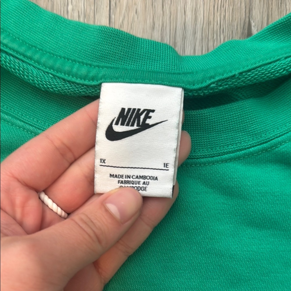 Nike Green Crewneck Sweatshirt with Blue Logo - Picture 3 of 6